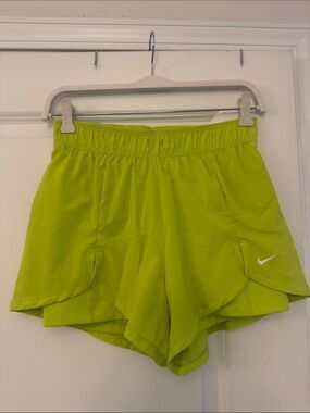 Nike Women's Neon Green Athletic Running Shorts. Lined with spandex